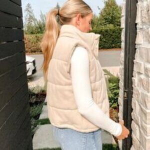 PARKE CORA KNIT PUFFER VEST - OAT MILK/CREAM - NWT